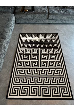 فرش مشکی قابل شستشو Rugs Modern Halı - کد 475916827