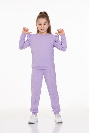 ست بالاتنه و پائین تنه بنفش بچه گانه بافت Cici kız Baby Junior - کد 647684151