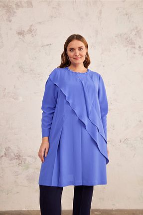 تونیک سایز بزرگ سرمه ای زنانه بافتنی Aker - کد 648306807