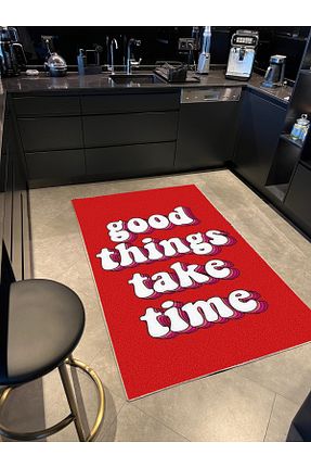 فرش قرمز قابل شستشو Rugs Modern Halı - کد 466913597