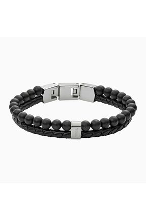 دستبند استیل (فولاد) مشکی مردانه استیل ضد زنگ Fossil - کد 648230067