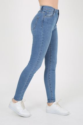 شلوار جین آبی زنانه پاچه تنگ اسلیم بلند کد 648308829