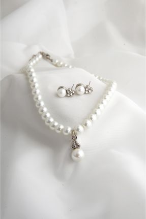 ست جواهر سفید زنانه روکش نقره 3