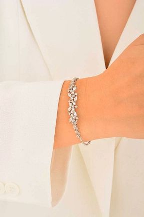 دستبند طلا سفید زنانه 14 عیار Cebeci - کد 647386252