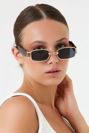 عینک آفتابی زرد زنانه 50 UV400 استخوان مات هندسی کد 135536128