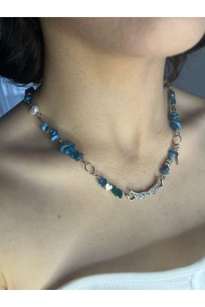 گردنبند جواهر آبی زنانه سنگی کد 647802379