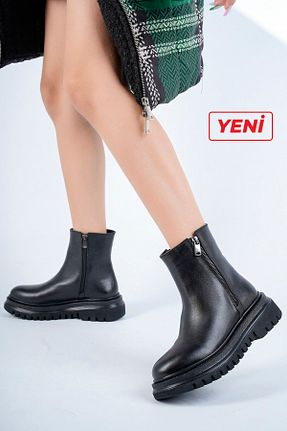 بوت / نیم بوت مشکی زنانه چرم خالص Deripabuc - کد 450978591