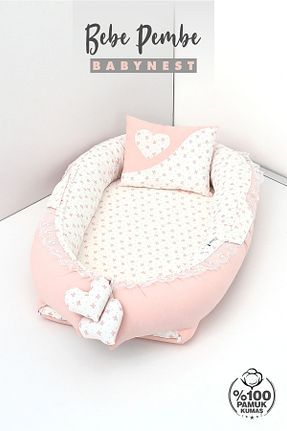 ست لحاف و روکش لحاف و روکش بالش کودک و نوزاد صورتی پنبه ای Umaybebek - کد 195745586