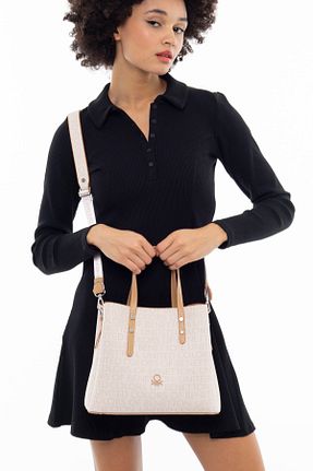 کیف دوشی بژ زنانه چرم مصنوعی United Colors of Benetton - کد 649019746