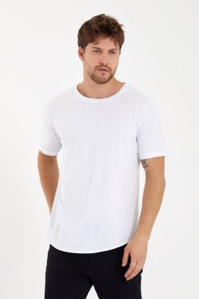 تی شرت سفید زنانه رگولار یقه گرد کد 649104643