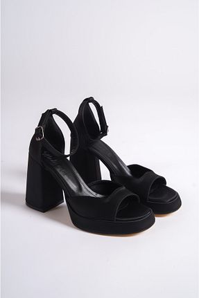 کفش پاشنه بلند کلاسیک مشکی زنانه ساتن Moda Değirmeni - کد 649414412