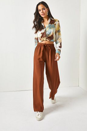 شلوار قهوه ای زنانه ویسکون Olalook - کد 649470294