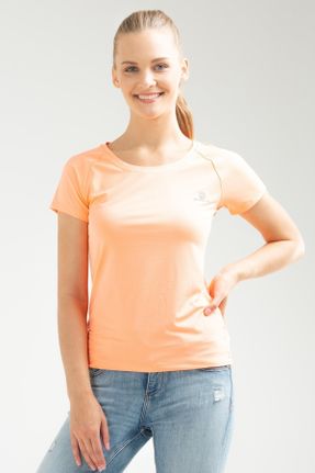 تی شرت نارنجی زنانه اسلیم فیت یقه گرد کد 649608987