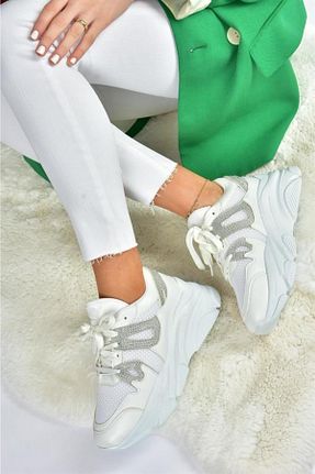 کفش اسنیکر سفید زنانه بند دار Fox Shoes - کد 650191026