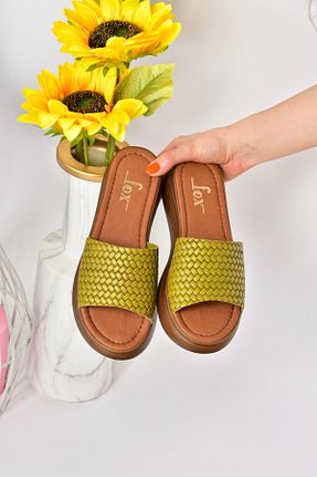 دمپائی سبز زنانه چرم خالص Fox Shoes - کد 246802120