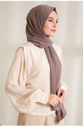 شال قهوه ای زنانه ابریشم HAR-UM Ticaret - کد 649747141