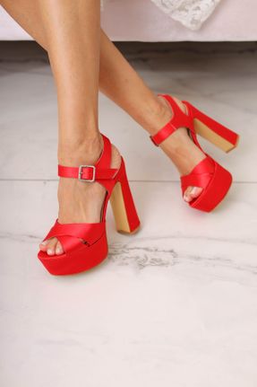 کفش مجلسی قرمز زنانه چرم مصنوعی پاشنه بلند ( +10 cm) پاشنه پلت فرم کد 650083059
