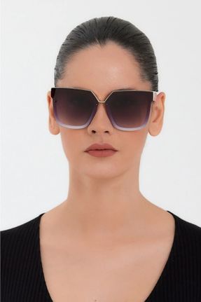 عینک آفتابی صورتی زنانه 51 UV400 فلزی مات هندسی کد 42747937