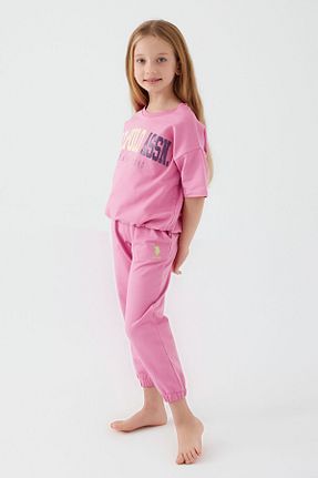 ست لباس راحتی صورتی بچه گانه چاپی U.S. Polo Assn. - کد 649439298
