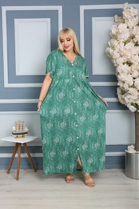 لباس سبز زنانه سایز بزرگ بافتنی ویسکون کد 649730574