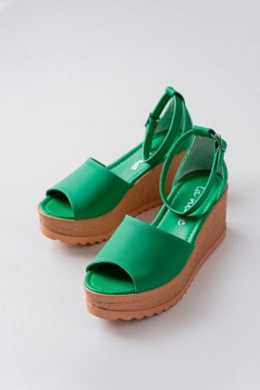 کفش پاشنه بلند پر سبز زنانه پاشنه متوسط ( 5 - 9 cm ) چرم مصنوعی پاشنه پر کد 650316343