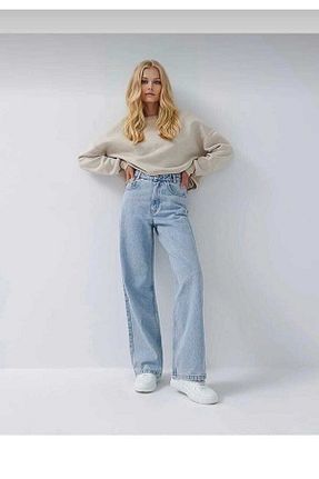 شلوار جین آبی زنانه پاچه گشاد sinembutik - کد 649047674