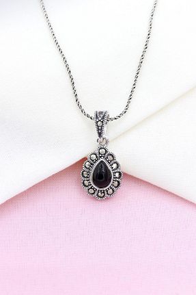 گردنبند نقره مشکی زنانه Akyüz Gümüş - کد 650477957