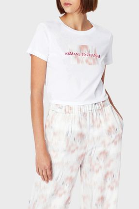 تیشرت سفید زنانه رگولار Armani Exchange - کد 650462642
