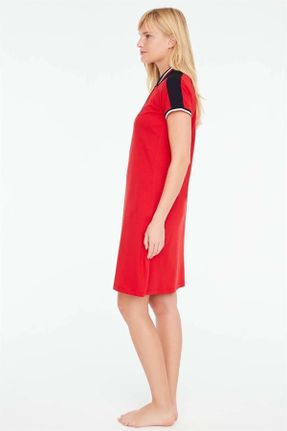 لباس قرمز زنانه بافتنی پنبه (نخی) رگولار آستین-کوتاه کد 650694734