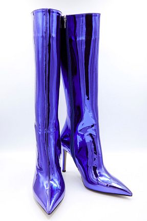 چکمه بنفش زنانه چرم مصنوعی lescarpe - کد 408812682