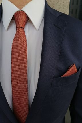 کراوات نارنجی مردانه میکروفیبر İnce کد 34939814