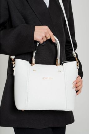کیف دوشی سفید زنانه چرم مصنوعی کد 650759442