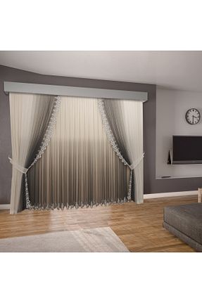 پرده توری طوسی ریل دار perhal perde ve halı - کد 653301609