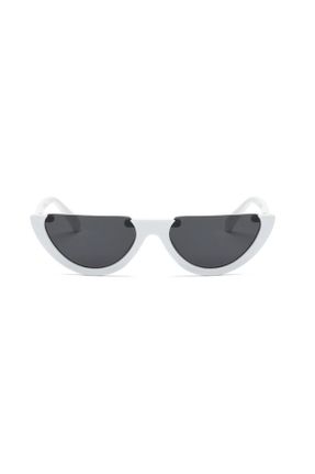 عینک آفتابی سفید زنانه 55 UV400 پلاستیک هندسی کد 40661447