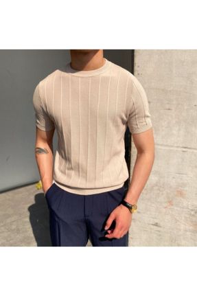 تی شرت قهوه ای مردانه یقه گرد اکریلیک رگولار 2