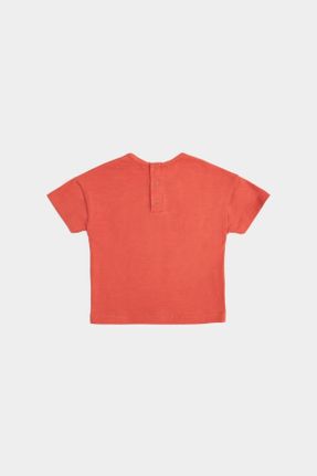 تی شرت قرمز بچه گانه رگولار یقه گرد تکی کد 653379621