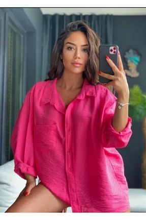 پیراهن صورتی زنانه اورسایز ARİM - کد 653381073