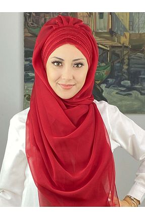 روسری قرمز شیفون BUTİKAMBAR - کد 653537615