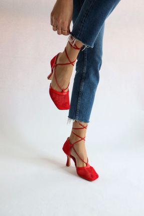 کفش پاشنه بلند کلاسیک قرمز زنانه چرم مصنوعی پاشنه نازک پاشنه متوسط ( 5 - 9 cm ) کد 86243543