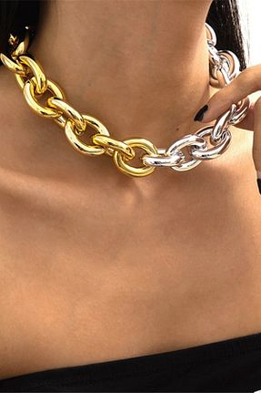 گردنبند جواهر نارنجی زنانه روکش طلا ESUSO - کد 87205256