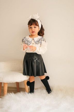 ست بالاتنه و پائین تنه مشکی بچه گانه بافتنی cengokıds - کد 651989636