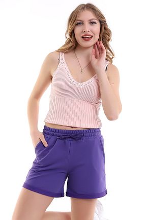 شلوارک و برمودا بنفش زنانه Straight Deafox - کد 265968343