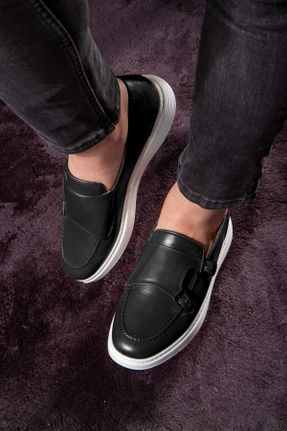 کفش کژوال مشکی مردانه چرم طبیعی پاشنه کوتاه ( 4 - 1 cm ) پاشنه ساده کد 100319313