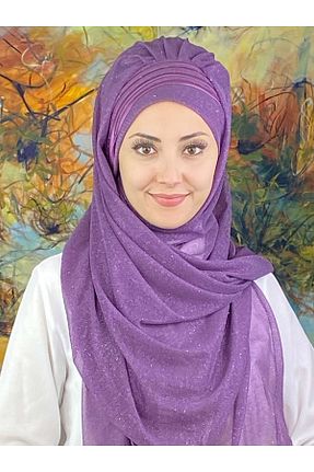 روسری بنفش شیفون BUTİKAMBAR - کد 653536879