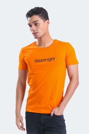 تی شرت نارنجی مردانه رگولار یقه گرد پنبه - پلی استر تکی کد 653812116