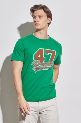 تی شرت سبز مردانه رگولار یقه گرد پنبه (نخی) کد 654451058