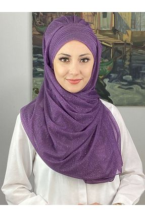 روسری بنفش شیفون BUTİKAMBAR - کد 653537411