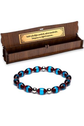 دستبند جواهر زرشکی زنانه سنگ طبیعی OTTOTESBİH - کد 654415874