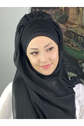 روسری مشکی شیفون BUTİKAMBAR - کد 653537014