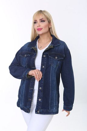کت سایز بزرگ سرمه ای زنانه بدون آستر EYLÜL BUTİK - کد 654741359